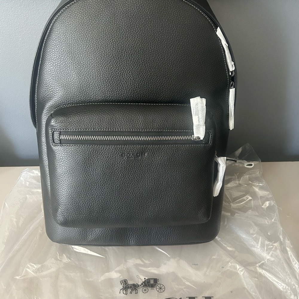 NWT. Coach Black Leather Backpack Modern Design